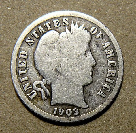 1903_Barber_Silver Dime_Attractive Example_U.S. 10¢_Excellent Condition Cover