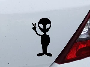 Autoaufkleber Alien Außerirdischer Peace Sticker Motorrad Auto Aufkleber 8x15cm - Bild 1 von 2