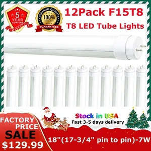 F15T8 LED Replacement Bulb-18 (17-3/4" pin to pin),5000K White Color, Tube Light - Picture 1 of 20