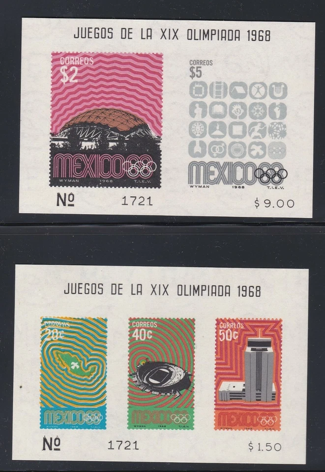 МЕКСИКАНСКИЕ СУВЕНИРНЫЕ ЛИСТЫ 1968 КАК НОВЫЕ БЕЗ НАКЛЕЕК И СЛЕДОВ 2 ОЛИМПИЙСКИЕ ИГРЫ  - Изображение 1 из 1