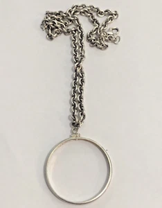 Sterling Silver Frame Bezel Coin 39 mm With Handmade 18 Inches Solid Link Chain - Picture 1 of 6