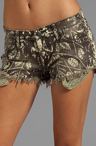NWT Free People 30 Jean Shorts PANTS Distressed Cut Offs Shibori Black $88 RV - Picture 1 of 3