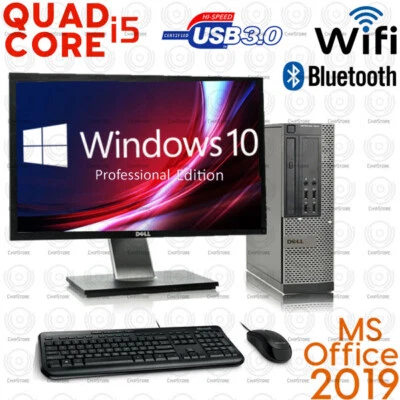 Dell Desktop Computer QUAD CORE i5 16GB RAM 2TB 512GB SSD WINDOWS 10 PC 24" LCD - Image 1 of 3