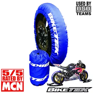 BikeTek Motorcycle Tyre Warmers 180-195/55 R17 Rear Tyre Race Track Day F/R Set - Picture 1 of 9