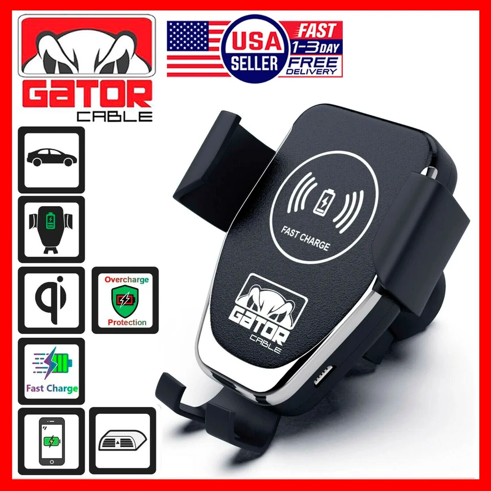 Wireless Car Phone Charger Mount Holder Air Vent 10W Fast Charge Qi - Image 1 of 4