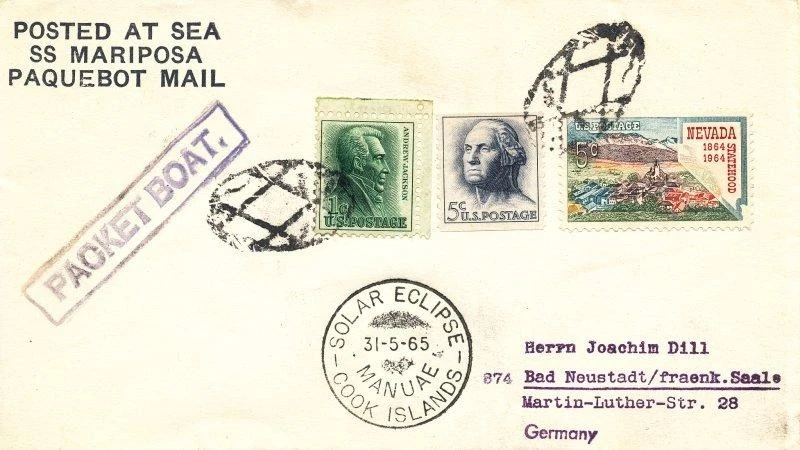 Crucero Paquebot MARIPOSA Matson Line vía Manuae Islas Cook Eclipse Solar Foto 1 de 1