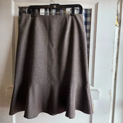 i.e. Mujer Marrón Cremallera Trasera Falda Volantes Dobladillo Mezcla Lana Talla 12 Foto 1 de 4