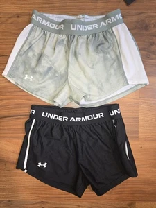 2 Under Armour Shorts Girls Size YS 6-8 Tech Play Up Print - Picture 1 of 5