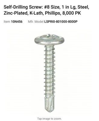 8x1 Phil Rd Wash Lath Scrw PN: LSPRI0-801000-8000P - Image 1 of 3
