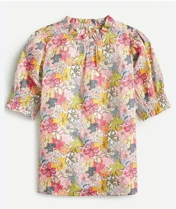 J. Crew Smocked puff-sleeve top in Liberty Mauvey floral size XS - Picture 1 of 10