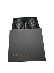 THOMAS WEBB VINTAGE CRYSTAL WINE GLASS CUT Set Of 2 Box Set - Picture 1 of 3