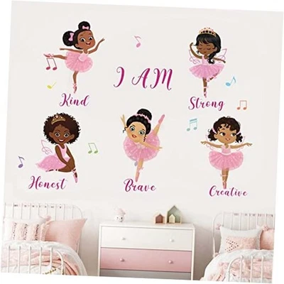 Calcomanías de pared negras para bailarina de ballet niña bailarina calcomanías de pared bebé  Foto 1 de 4