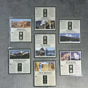 Western States Quarters & Stamps Collection – 7 Pages AZ NV AK MT WA NM WY Set - Picture 1 of 16