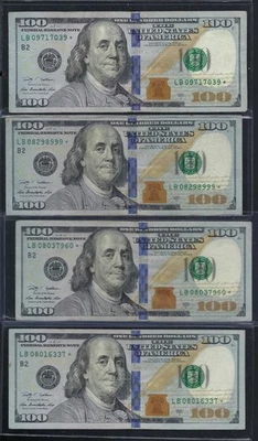 $100 Dollar Bills STAR Notes, SERIES 2009A -Lot Of 4 Great Shape LB Block - Image 1 of 2