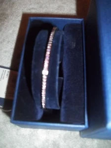 Genuine Swarovski Crystal bangle silver coloured with pink stones - Picture 1 of 4