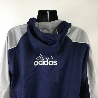 Chaqueta con Capucha Adidas Juvenil Extra Grande Azul Gris Cortavientos Foto 1 de 4