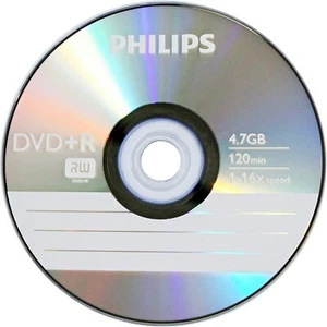 10 Philips DVD+R 10 Blank Recordable DVD Discs  4.7GB Spindle Supplied in Sleeve - Picture 1 of 1