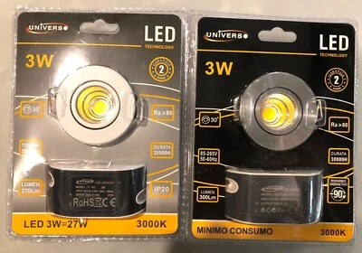 Faretto led incasso 3 watt mini spot punto luce tondo 220v  luce calda - Immagine 1 di 4