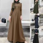 ZANZEA Womens Muslim Long Sleeve A Line Arab Abaya Night Gown Kaftan Maxi Dress