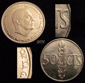 Gutse Franco-1101, 50 Centimes 1966 19-69, Fehler (6b), doppelt neu lackiert, S///C - Bild 1 von 1