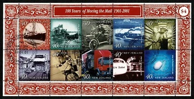 SG41 NEW ZEALAND 2001 MS 100 years of moving the mail cto - Image 1 of 2