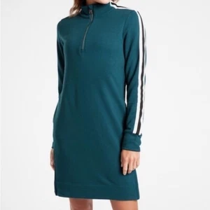 Athleta Crosstown Track Long Sleeve Athleisure Dress Oceanic Teal Size XXS - Picture 1 of 13