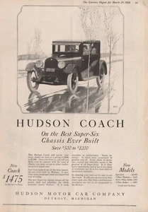 Anuncio impreso vintage Hudson Super-Six Coach 1924 automóvil transporte de automóviles - Imagen 1 de 1