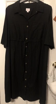 Women’s Ingrid Isabel Black Dress Buttons Down The Front Tie Waist Sz L #1361 - Image 1 of 4