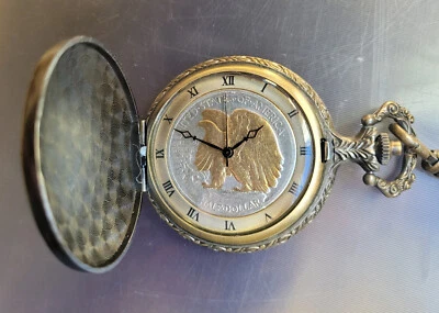 Vintage Walking Liberty Half Dollar Pocket Watch Quintel with Authentic Gift Box - Image 1 of 4