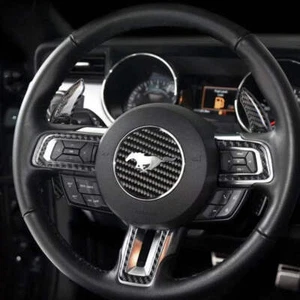 Mustang 2015-2023 Real Carbon Fiber Steering Wheel Stick-On Overlay - Foto 1 di 9
