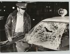 Policeman John Santero W Rifle Inspects Damaged Cop Car 1972 Press Photo