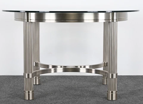 Solid Stainless Steel Center or Dining Table by Ron Seff, 1980s Cover