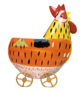 Pfaltzgraff Pistoulet Whimsical Rooster on Wheels Planter VTG Farmhouse Decor - Picture 1 of 7