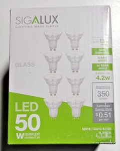 8-Pack Sigalux MR16 LED Bulbs – 50W Equivalent, GU10 Base – Energy-Efficient - Picture 1 of 4