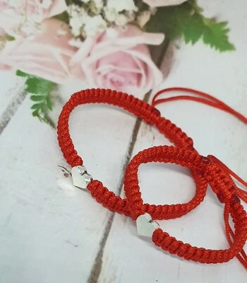 Pulsera Hecha a Mano Rojo Nylon Cordón Amistad, Bebé Rojo Nylon Cordón Familia Pulsera  Foto 1 de 4