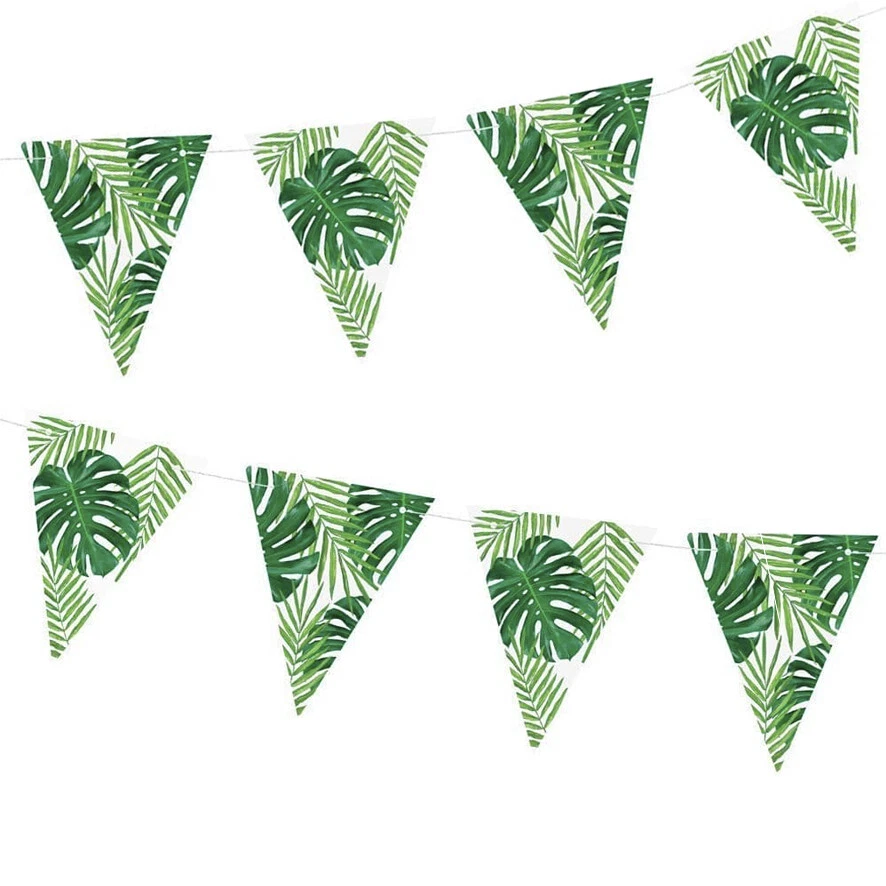 HOJA DE PALMA TROPICAL HÁGALO USTED MISMO BANDERA BUNTING GUIRNALDA Playa Hogar Safari Verano Fiesta del Té Foto 1 de 4