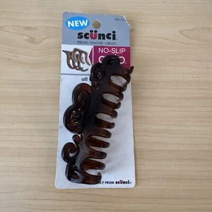 Vtg Y2K Scunci No-Slip Grip Extra Large Jaw Clip Tortoiseshell Brown NEW On Card - Picture 1 of 7