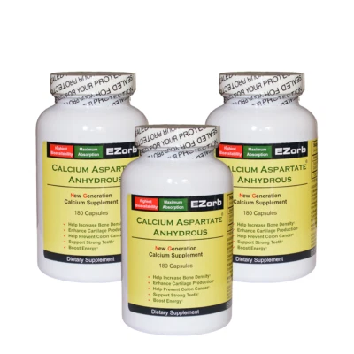EZorb Calcium Capsules (3) 92% Absorption for Bone Spurs, Osteoporosis, Save 7%  - Image 1 of 4