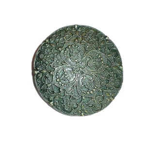 Gorgeous Lg Green Floral Antique Repro Metal Shank Button 1-9/16" Green Flower - Picture 1 of 7