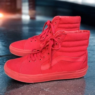 Vans Sk8-Hi Red Monochrome 721499 Men’s 9.5 Women’s 11 High Top Skate Shoes - Image 1 of 4