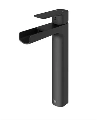 VIGO Amada Single Handle Single-Hole Bathroom Vessel Faucet in Matte Black - Image 1 of 4