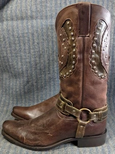Dingo Stiefel Herren Größe 9,5 D Braun Harness Cowboy Nieten Adler Rockabilly - Bild 1 von 17