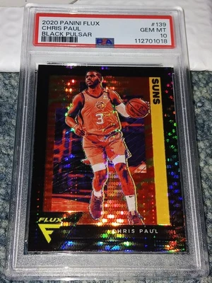 Panini Flux Black Pulsar Prizm #139 2020-21 Chris Paul Pop 1 PSA 10 gemas como nuevo Foto 1 de 2