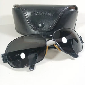 BVLGARI 545 128/71 Black Vintage Wrap Sunglasses Gray Lenses w/Case - Picture 1 of 11