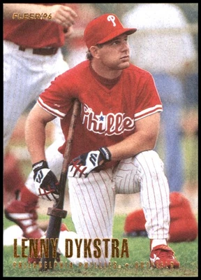 Lenny Dykstra 1996 Fleer #495 Phillies MLB READ FREE SHIPPING AutographDen - Image 1 of 2