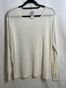 Vtg 90s Eddie Bauer Cream 100% silk long sleeve base layer shirt Size XL Tall - Picture 1 of 7