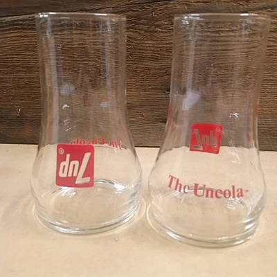 Vintage Set of 2 - 7up The Uncola Upside Down Logo Drinking Glasses Seven Up - Image 1 of 4