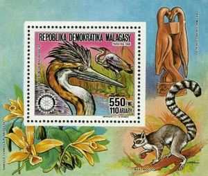 Madagascar 1989 Imperf. Animals Rotary International Luxury Block N° 1114-1115 - Picture 1 of 2