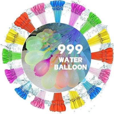 999 Water Balloons Self Sealing and Quick Fill+FREE NOZZLE for Outdoor Party Fun - Image 1 of 4