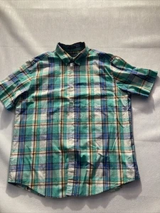 Chaps Shirt Mens XL Plaid Short Sleeve Button Up Sun Drenched Poplin - Picture 1 of 4
